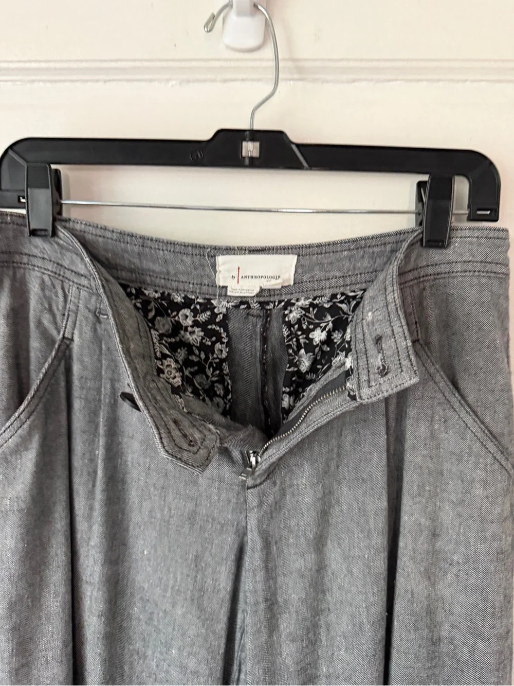Anthropologie Linen Blend Wide Leg Low Rise Pants Relaxed Fit Minimalist Boho - Picture 11 of 14